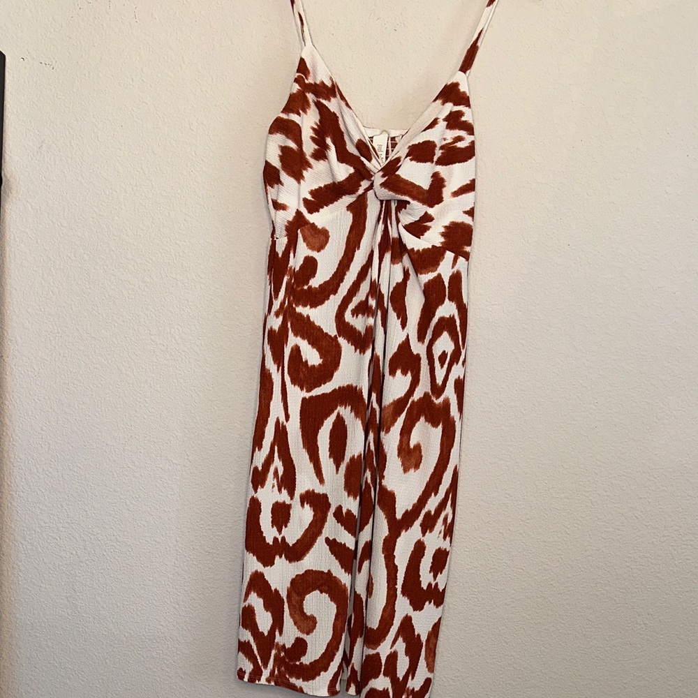 H&M Rust and White‎ Patterned Midi Dress